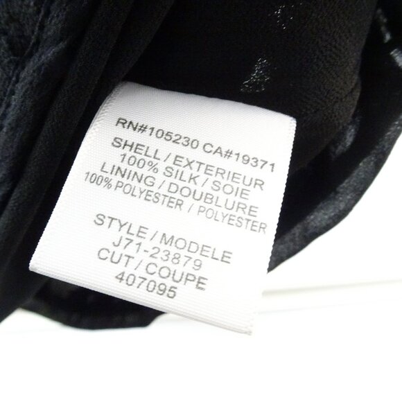 Joie 100% Silk Black Pleated Short Sleeve Blouse Small Raw Edge Career Wear - Picture 6 of 8